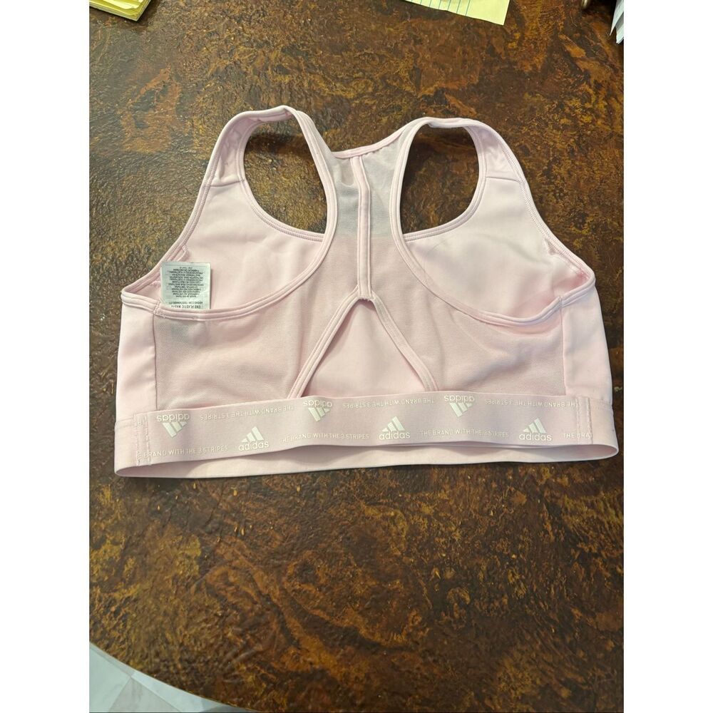 Adidas Powerreact Training Sports Bra Large Baby Pink Gently Worn - Picture 5 of 7